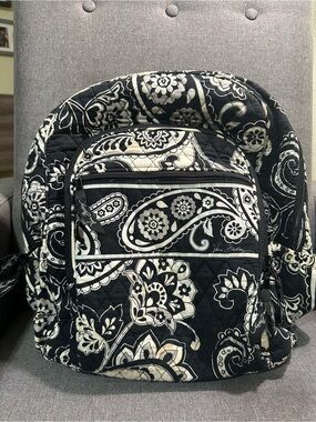 Vera Bradley Black and White Paisley Quilted Backpack